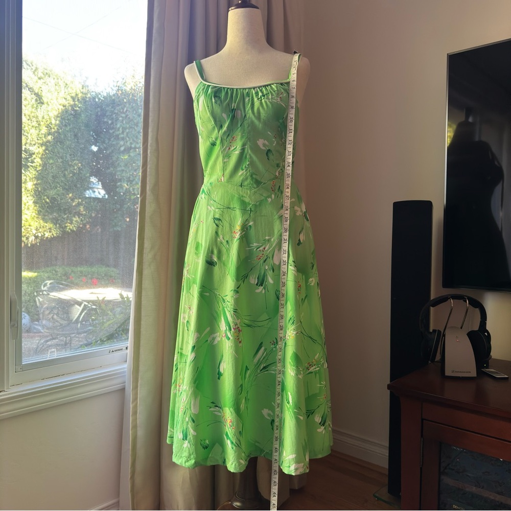 Vintage Deweese Design Green Floral Dress 7/8 - Picture 5 of 11